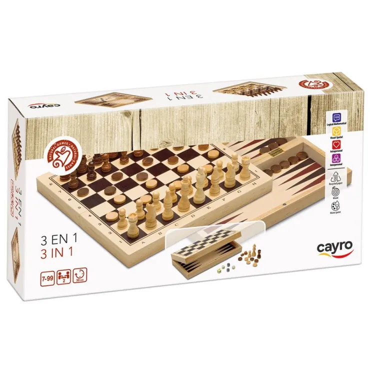 3 en 1: ajedrez, damas y backgammon<Cayro Sale
