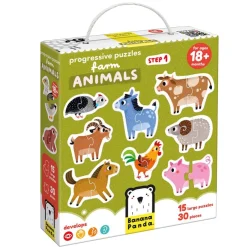 15 puzzles animales de la granja de 2 piezas<Banana Panda New