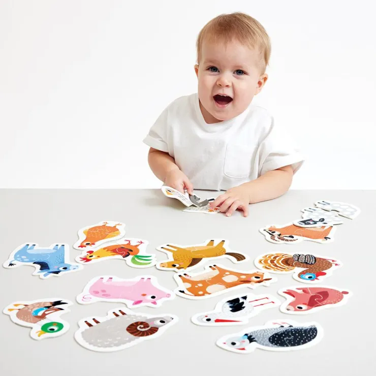 15 puzzles animales de la granja de 2 piezas<Banana Panda New