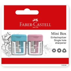 Afilalápiz con depósito Mini Box 2 unidades color surtido.<Faber castell Clearance