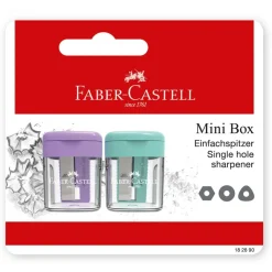 Afilalápiz con depósito Mini Box 2 unidades color surtido.<Faber castell Clearance