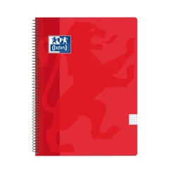 Bloc A4 rojo cuadro 4mm. tapa plástico 80 hojas<Oxford