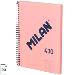 Bloc A5 tapa dura cuadro 5x5mm 80 hojas rosa serie 1918<Milan Hot
