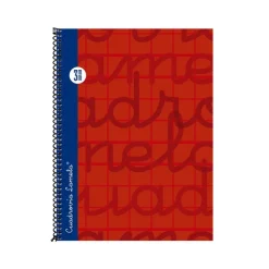 Bloc cuarto cuadrovía 3mm. 80 hojas tapa extra dura rojo<Lamela New