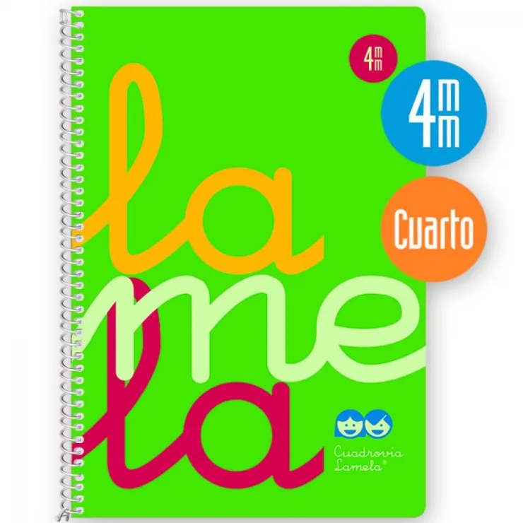 Bloc cuarto cuadrovía 4mm. 80 hojas tapa polipropileno verde flúor<Lamela Best