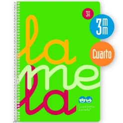 Bloc cuarto cuadrovía 3mm. 80 hojas tapa polipropileno verde flúor<Lamela New