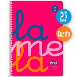 Bloc cuarto cuadrovía 2,5mm. 80 hojas tapa polipropileno rosa flúor<Lamela Hot