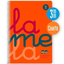 Bloc cuarto cuadrovía 3mm. 80 hojas tapa de polipropileno naranja flúor<Lamela