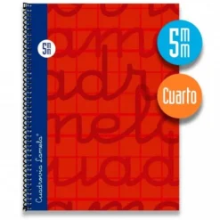Bloc cuarto cuadrovía 5mm. 80 hojas tapa extra dura rojo<Lamela Clearance