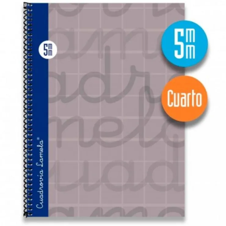 Bloc cuarto cuadrovía 5mm. 80 hojas tapa extra dura gris<Lamela