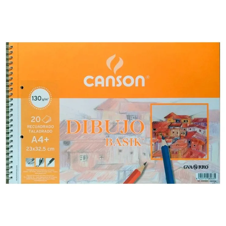 Bloc de dibujo A4 20 hojas 130gr. con recuadro Basik<Canson Best