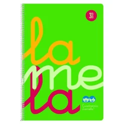 Bloc folio cuadrovía 3mm. 80 hojas tapa polipropileno verde flúor<Lamela Hot