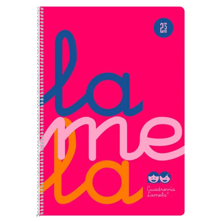 Bloc folio cuadrovía 2,5mm. 80 hojas tapa de polipropileno rosa flúor<Lamela