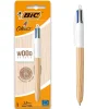 Bolígrafo 4 colores cuerpo textura madera<Bic