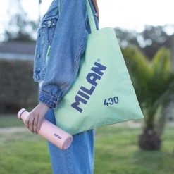 Bolsa de tela tote bag color verde serie 1918<Milan