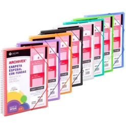 Carpeta A4 con 50 fundas Archivex PP colores surtidos<Carchivo Outlet