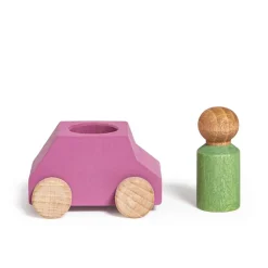 Coche madera rosa Lubu con figura verde<Lubulona Best
