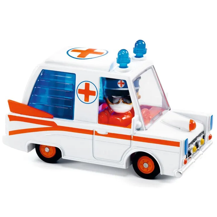 Coche metal Hurry Ambulance Crazy Motors escala 1:43<Djeco Discount
