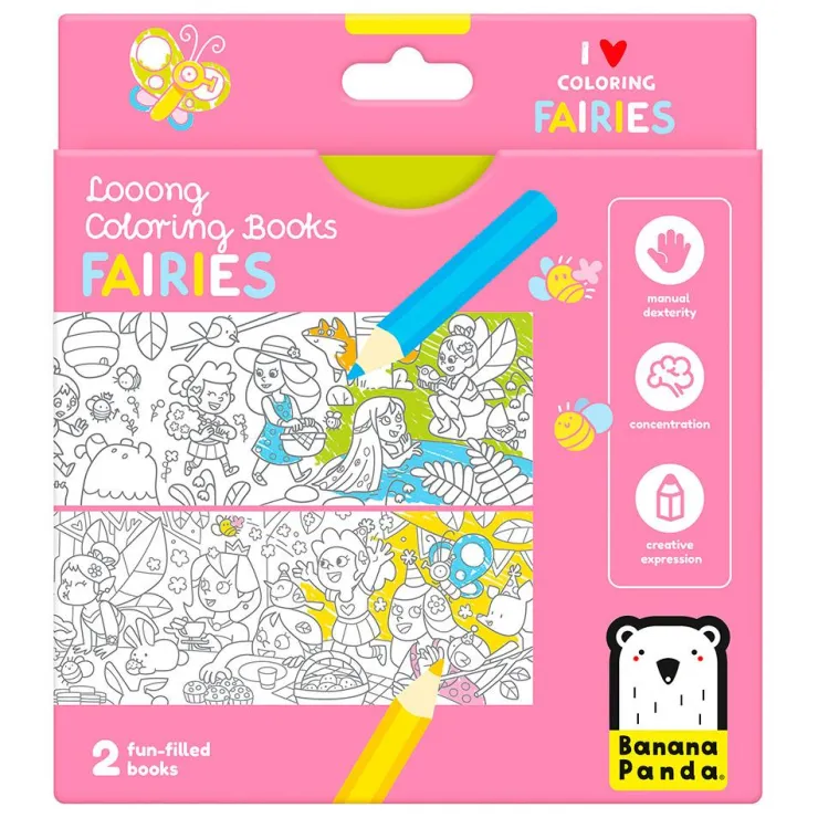Colorea y aprende con hadas, cuadernos para colorear extra largos<Banana Panda Sale