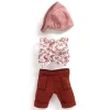Conjunto camisa sin mangas y pantalón burdeos 32cm con pañuelo para pelo<Djeco Best