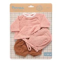 Conjunto camisa y gorro rosa con bombacho marrón 32cm.<Djeco New