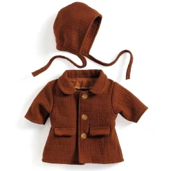 Conjunto otoño abrigo con gorro marrón 32cm<Djeco Sale