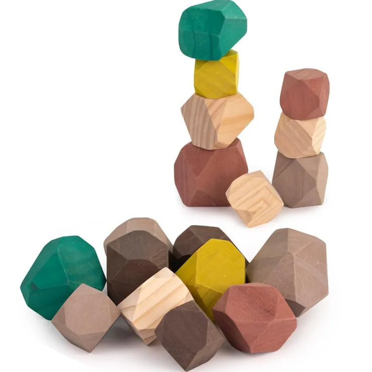 Construcción madera piedras apilables 18pzas.<Miniland Outlet
