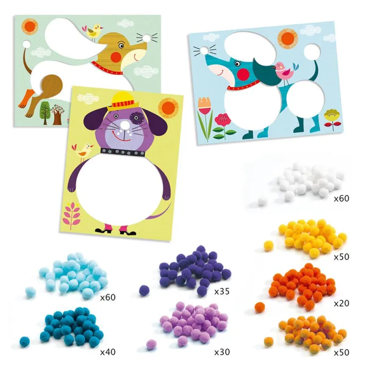 Crea con pompones Perros para acariciar<Djeco Sale