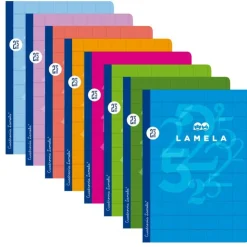 Cuaderno A4 cuadrovía 2,5mm. 50 hojas tapa cartoncillo plastificado colores surtidos<Lamela Online