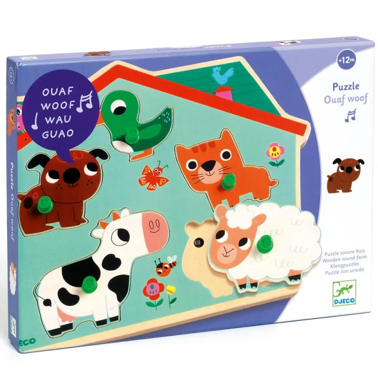 Encaje con sonido granja de madera<Djeco Sale