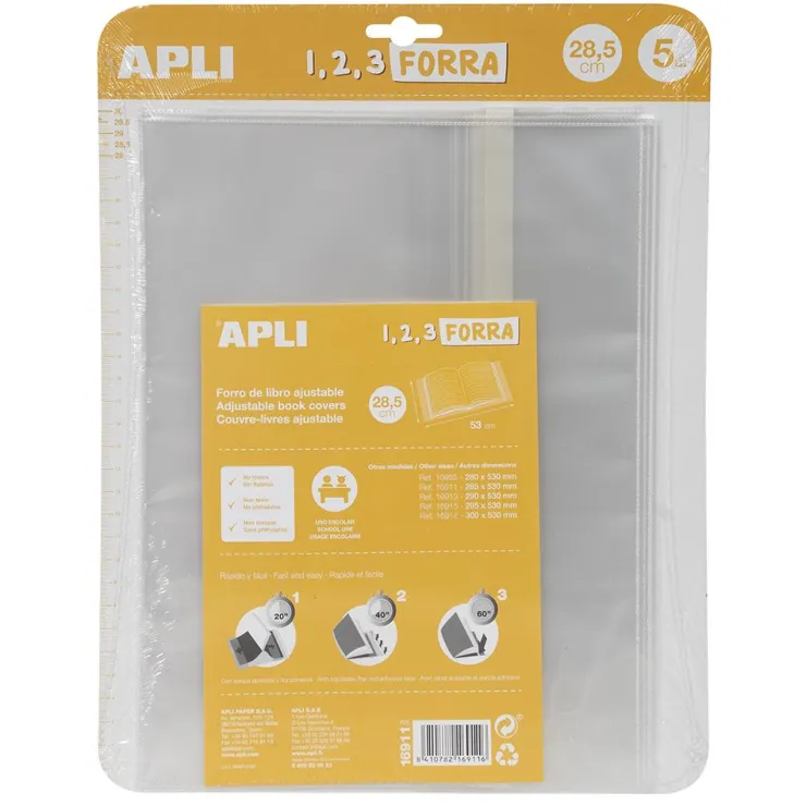 Forro para libros modelo funda 28,5x53cm. 5 unidades<Apli Sale