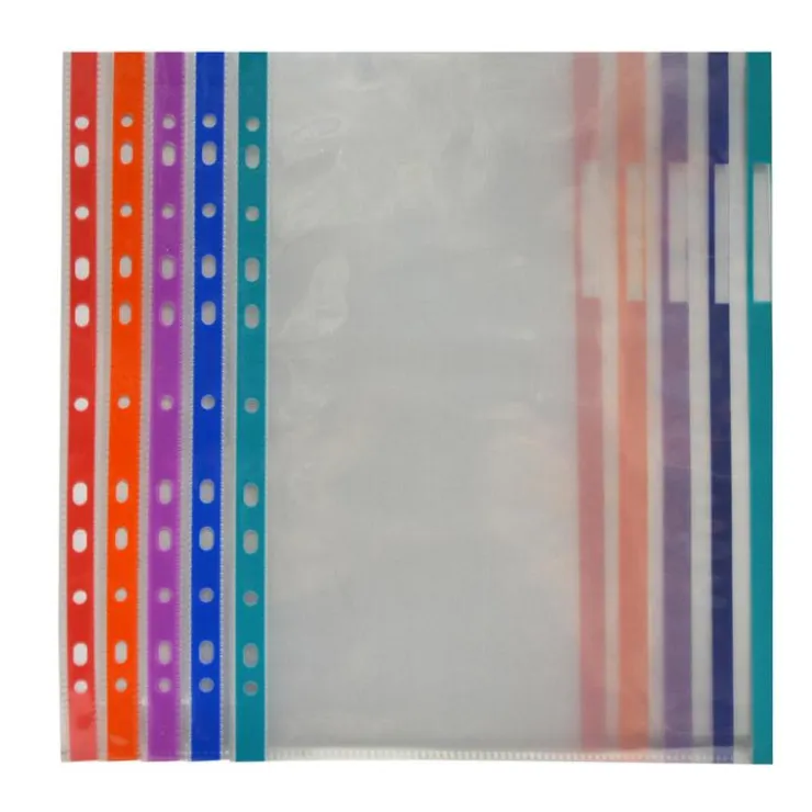 Funda tamaño folio con multitaladro y borde de color 10 unidades<Fraga