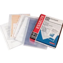 Funda transparente tamaño folio con multitaladro 100 unidades<Esselte Discount