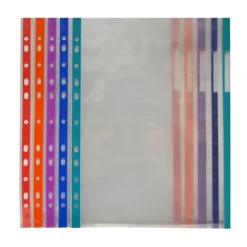 Funda transparente tamaño A4 con multitaladro y borde de colores 10 unidades<Fraga Clearance