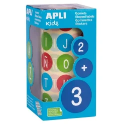 Gomets redondos letras mayúsculas 20mm rollo<Apli Discount
