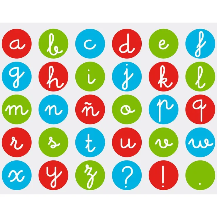 Gomets redondos letras minúsculas 2cm. rollo<Apli Online