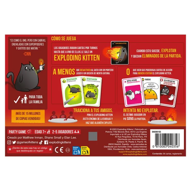 Juego de cartas Exploding kittens<Asmodee Hot