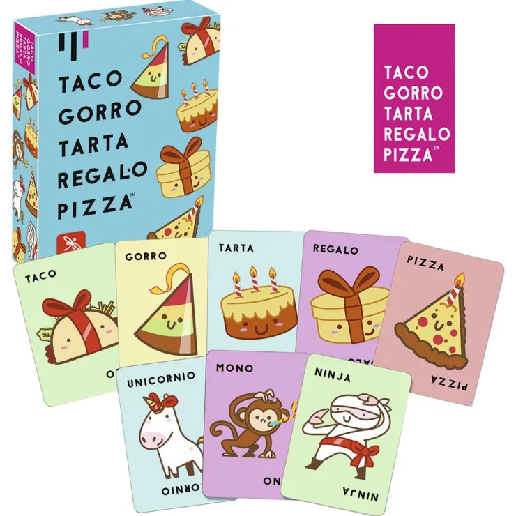 Juego de cartas Taco, gorro, tarta, regalo, pizza<Ludilo Discount