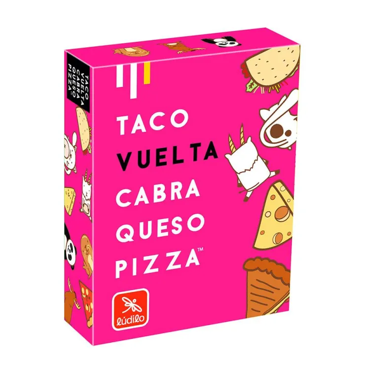 Juego de cartas Taco, Vuelta, Cabra, Queso, Pizza.<Ludilo Sale