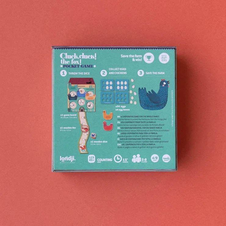 Juego de mesa cooperativo Cluck, cluck! The fox! pocket game<Londji Best