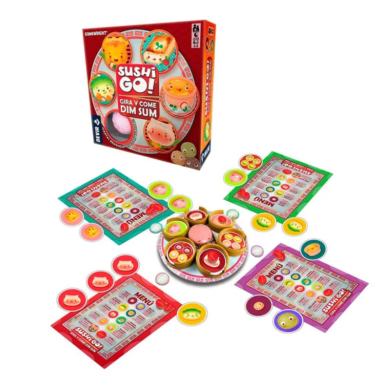 Juego de mesa Sushi Go gira y come dim sum.<Devir Hot