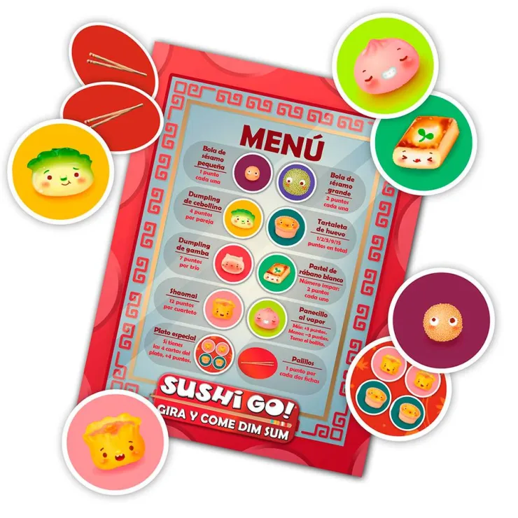 Juego de mesa Sushi Go gira y come dim sum.<Devir Hot