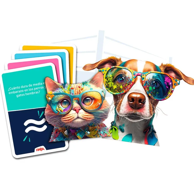Juego de mesa Team Quiz Challenge gatos contra perros<Haba Hot
