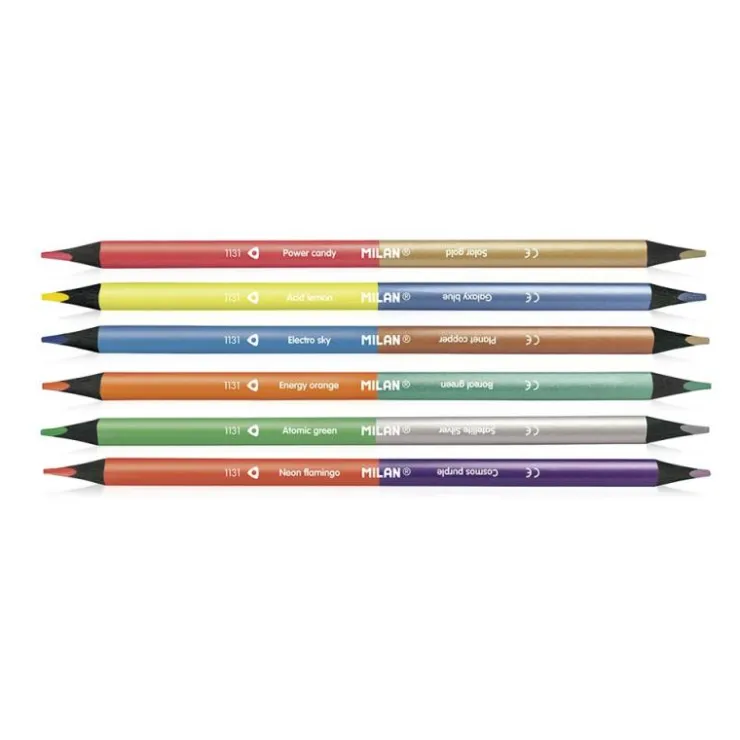 Lápiz color doble punta 12 colores flúo y metalizados<Milan Clearance