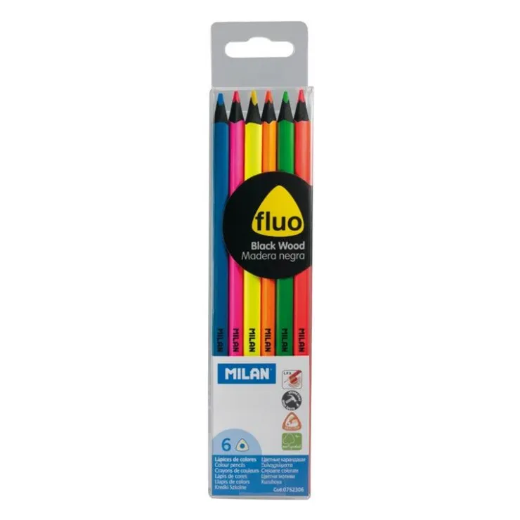 Lápiz color fluorescente 6 colores<Milan Online