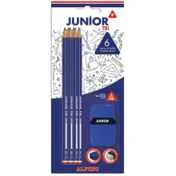 Lápiz grafito junior Tri 6 unidades con afilalápiz y goma<Alpino Discount