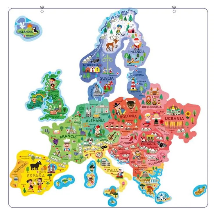 Mapa magnético Europa en español 40 piezas<Janod Discount