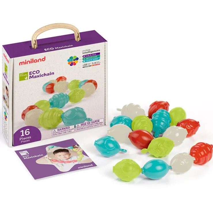 Maxi cuentas ensartables eco 16 piezas<Miniland Outlet