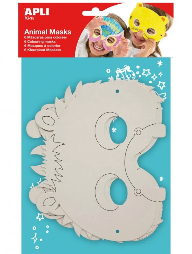 Máscaras de animales para colorear 6 unidades<Apli Outlet