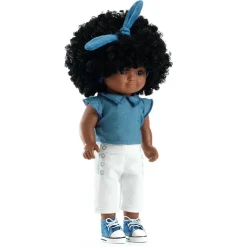 Muñeca Janet con conjunto azul y blanco 32cm.<Djeco Best